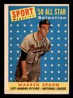 1958 Topps Baseball #494 Warren Spahn (All-Star) Ex *D5