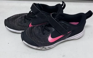 NIKE Downshifter Black/Pink Lace-up Running Sneaker - Youth US Size 1Y - Picture 1 of 6