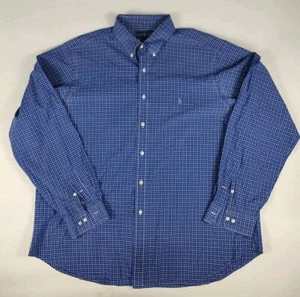 Ralph Lauren Button Down Shirt Long Sleeve Blue Check Pattern Mens Sze 18/2XL - Picture 1 of 8