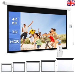 72/84/92/100/120 inch Electric/Manual Pull-Down Projector Screen Home Cinema Y- - Picture 1 of 90