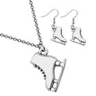 Ice Skate Necklace & Earrings Set for Women & Girls - Silver Skate Charm Jewelry