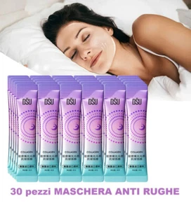 30PZ MASCHERA VISO COLLAGENE NOTTE ANTI RUGHE ANTI AGE ETÀ IDRATANTE RASSODANTE - Foto 1 di 13