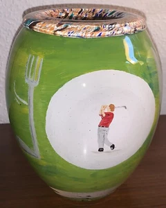 Jean Claude Novaro maître verrier vase golf golfeur trophée 2003 signé daté - Picture 1 of 8