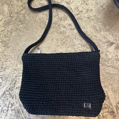 The Sak Black Crochet Purse Bag Zip Closures & Credit Card Pockets 9” - Image 1 of 4