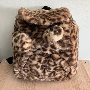 Vintage St Michael M&S Faux Fur Rucksack Bag Animal Leopard Print - Picture 1 of 8