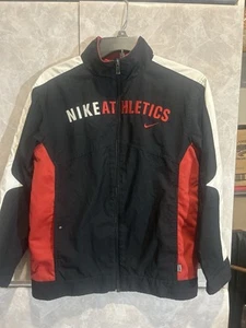 Nike athletics street jacket Nike swoosh vintage 2000 Boys L black-red-white - Picture 1 of 9