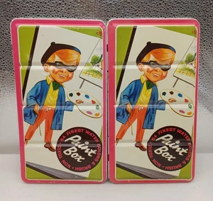 2 set pittura bambino acquerello Fred Liebetruth vintage anni 50 custodia metallo Inghilterra - Foto 1 di 5