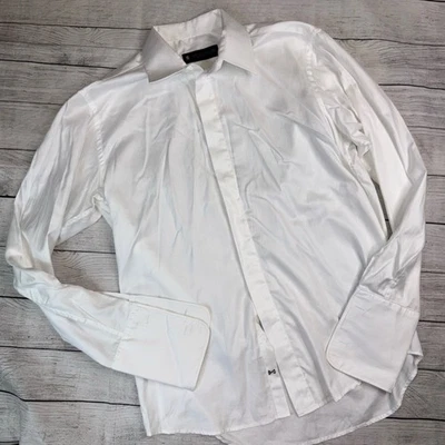 Camicia uomo Combatant Gentleman bianca elegante con polsini francesi cotone taglia 16 - Immagine 1 di 4