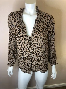 J. Crew Womens Sz XS Shirt Leopard Print Button Front Blouse Lightweight - Picture 1 of 4