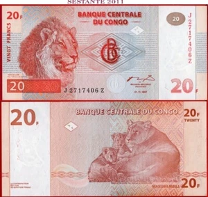CONGO 20 FRANCOS 1 11 1997 Impreso HdM P 88A UNC Envío Gratis desde 100$ - Imagen 1 de 3