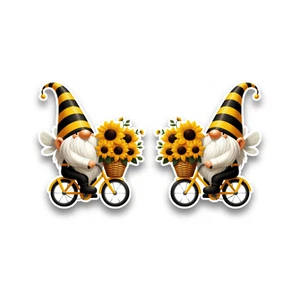 2x Small Bumble Bee Gnome Bike Bicycle Vinyl Sticker Decals Scrapbook 60x51mm - Bild 1 von 1
