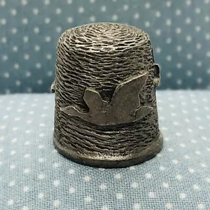 Vtg Rawcliffe Souvenir Pewter Thimble w/ Flying Ducks / Geese - Picture 1 of 5
