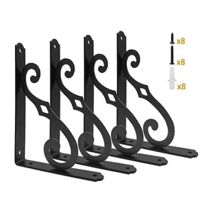 4 Pack 5 Inch Wall Mounted Metal L Bracket Decorative Shelf Support Brackets - Picture 1 of 7
