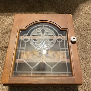 Wood Kitchen Curio Cabinet Cottage Wall 3 Shelf with Glass Door