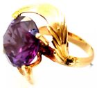 Victorian 14K Solid Gold  and Huge 9.17ct Purple Sapphire Ring Size 7