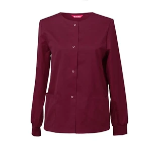 Womens Scrub Jacket Snap Front Warm-up Jacket - Picture 1 of 84