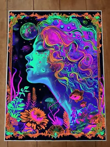 Trippy Woman Poster Neon Colors 18x24in - Picture 1 of 1