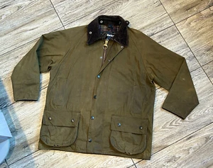 Men's Jacket Barbour Classic Beaufort Waxed Distressed used Green Sz C42 / 107CM - Picture 1 of 22