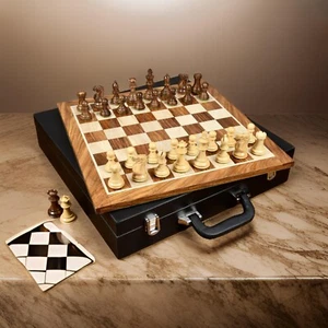 Juego de ajedrez Staunton de madera de coleccionista - madera de Sheesham + tablero de ajedrez + caja de ajedrez - Imagen 1 de 15