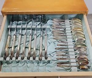 Vtg Eldan Nickel Silver Plate ELD15 Prelude Flatware Set - Service for 8 - 88 pc - Picture 1 of 23