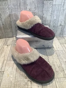 Clarks Plum Purple Fuzzy Slip On Slipper Flat Shoes Size US 7 - Picture 1 of 11