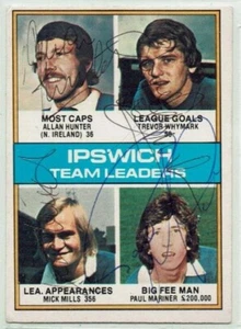 IPSWICH TOWN signed 1977 Topps Team card #108 PAUL MARINER MILLS HUNTER WHYMARK - Picture 1 of 2