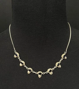 Vintage 925 Sterling Silver Real Oval-Cut Iolite Chain Necklace 17" Native Amer. - Picture 1 of 6