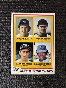 1978 Topps Rookie Shortstops #707 Paul Molitor Alan Trammell HOF EX Nice Card - Picture 1 of 2