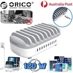 ORICO Charging Station 10 Ports Desktop USB Hub Phone Charger Multi Dock Stand - Photo 1 sur 16