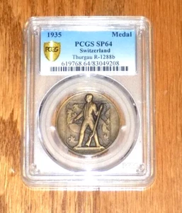 PCGS 1935 SWITZERLAND SHOOTING FESTIVAL Thurgau Swiss SP64 Certified Medal - Picture 1 of 4