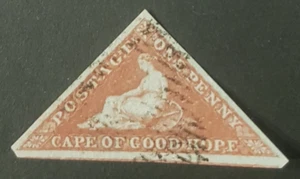 CAPE OF GOOD HOPE: 1853 1d Pale Brick-Red/blued (SG 1) Triangle, Fine Used - Picture 1 of 2