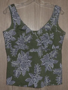 TALBOTS - ÄRMELLOSES PRINT EMPIRE/SURPLICE WOVEN STRETCH COTTON TOP - MISSES M - Bild 1 von 3