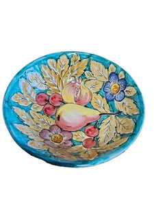 Large Vintage Italian Glazed Red Ware Bowl Fruit Flowe 27cm X 11cm Signed. - Picture 1 of 7