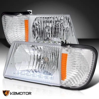 Fits 1992-2006 Ford E-Series Econoline Van LED Strip Headlights+Corner Lamps - Image 1 of 4