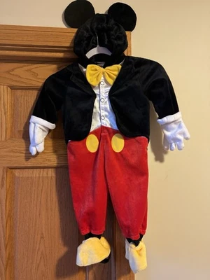 Mickey Mouse Disney Child Plush Costume Halloween Hooded 1 Piece Zip  9-12 Mths - Image 1 of 4