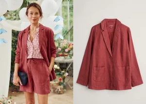 SEASALT Women's Coast Light Blazer Jacket Red Kelp Linen UK16 Casual E4317 - Picture 1 of 12