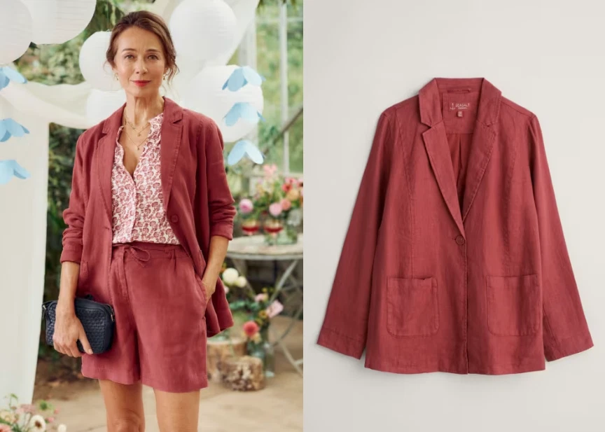 SEASALT Women's Coast Light Blazer Jacket Red Kelp Linen UK16 Casual E4317 - Image 1 of 4