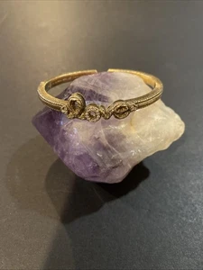 JUDITH RIPKA Sterling Silver Vermeil CZ Hinged Design LOVE Bangle Cuff Bracelet - Picture 1 of 9
