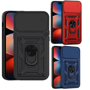 For iPhone 17 Pro Max/17 Air/17 Shockproof Ring Stand Case Slide Camera Cover - Picture 1 of 47