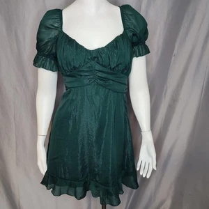 Lucy in the Sky Smaragdgrün Puffy Babydoll Rüschen Kleid Date Party Event Fee - Bild 1 von 8
