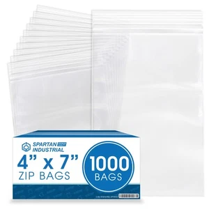 - 4” X 7” (1000 Count) 2 Mil Clear Reclosable Zip Plastic Poly Bags with Rese... - Picture 1 of 7