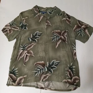 Croft & Barrow Men's Shirt XL Green Hawaiian Short Sleeve Beach Wear 100% Rayon - Picture 1 of 8