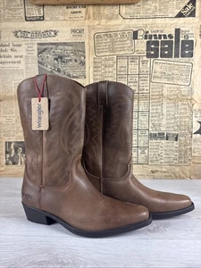 WRANGLER brown leather cowboy boots size Uk8 Eur 42 Brand New With Tags - Picture 1 of 10