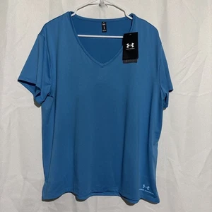 Under Armour blaues RUSH van Energy V-Ausschnitt Sportshirt Damen Gr. L - Bild 1 von 4