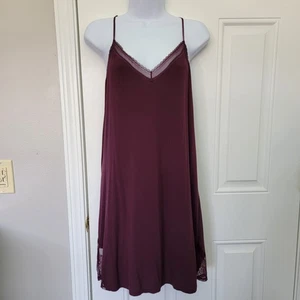 Victoria's Secret Modal And Lace Racerback Chemise Slip Wine Color Size Large - Picture 1 of 10