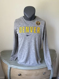 Denver Nuggets Herren L Nike Langarm T-Shirt Tee Dri-Fit Heather Grau Team NBA - Bild 1 von 11