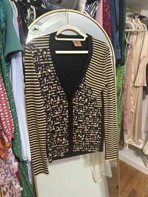 Suéter cárdigan a rayas de leopardo S Tory Burch para mujer Foto 1 de 3