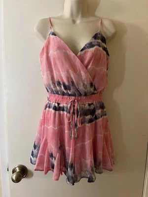 TRIXX 领带染料连衫裤粉色领带染料连体裤 S 码仙女意大利面肩带 — 第 1/4 张图片