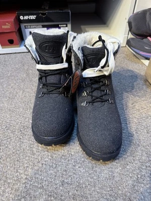 Botas de combate Lugz Grotto II para mujer negras crema polar gamuza con cordones tallas 8 Foto 1 de 4