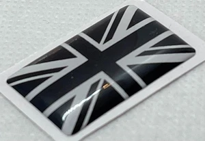 3D Großbritannien Flagge gewölbt wetterfest Union Jack Emblem 32x20mm schwarz weiß - Bild 1 von 3